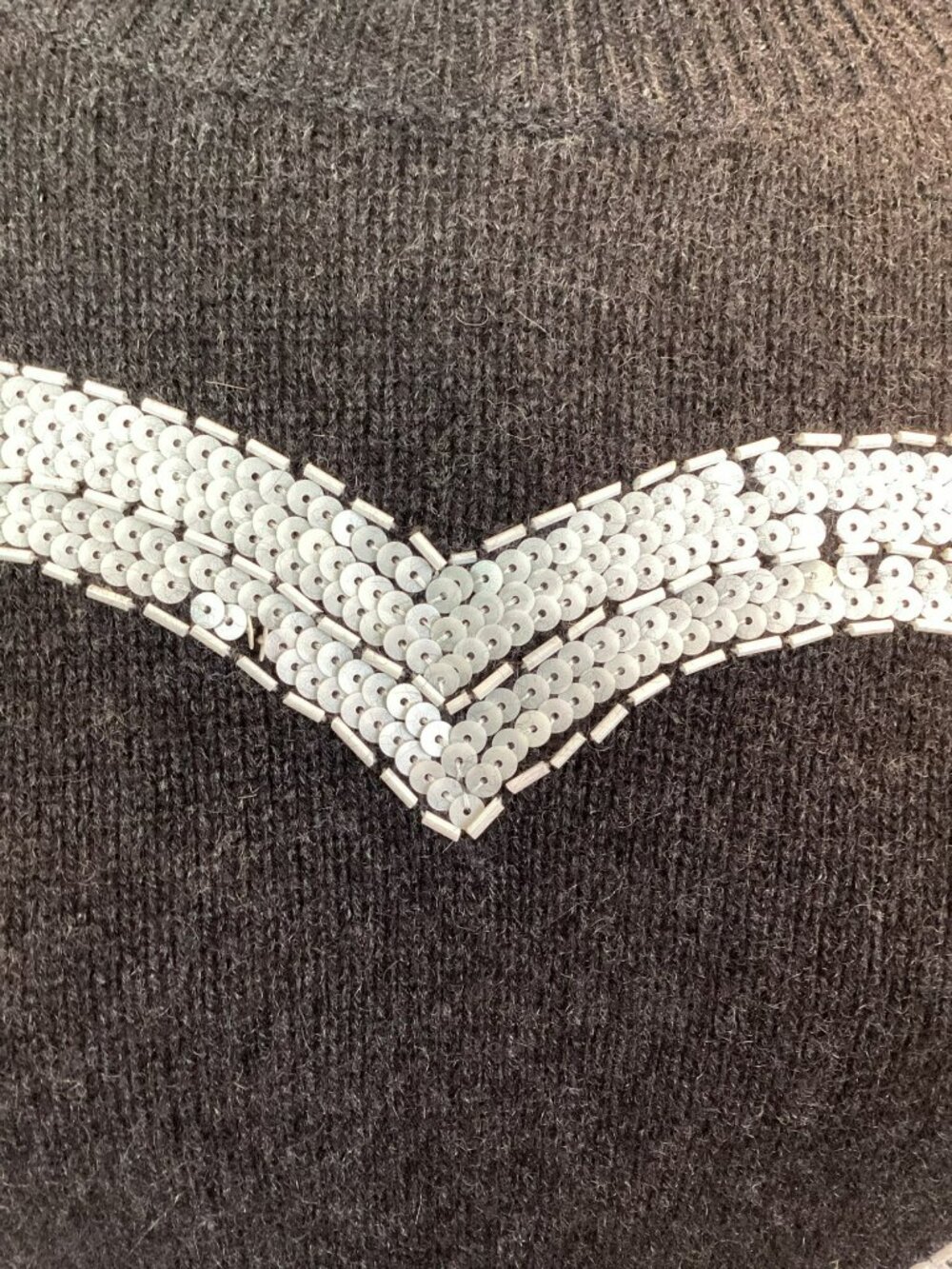 Wildfox Cashmere Womens Large Sweater Sequin Heart Design Gray - Picture 7 of 10